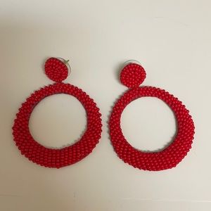 Red beaded deepa gurnani earrings. Never worn